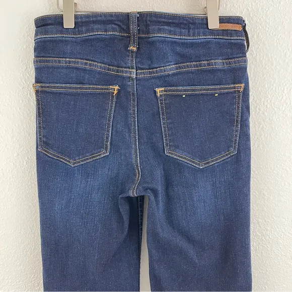 ANTHROPOLOGIE Pilcro Dark Wash High Rise Button Hem Boho Indie Bootcut Jeans