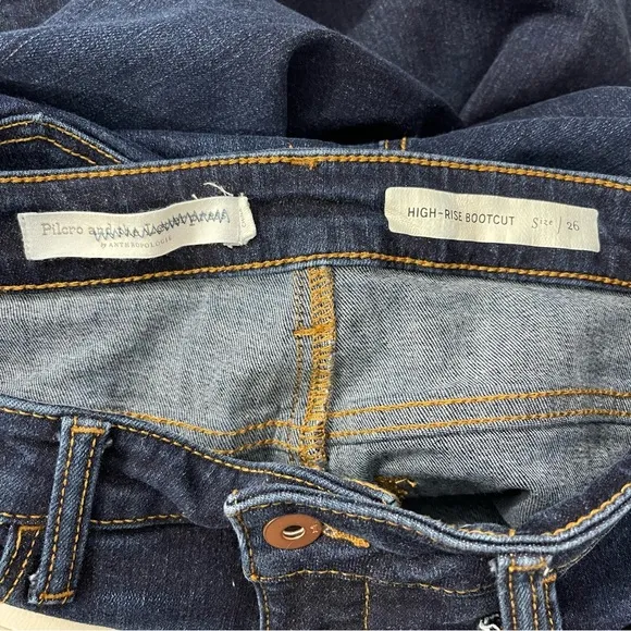 ANTHROPOLOGIE Pilcro Dark Wash High Rise Button Hem Boho Indie Bootcut Jeans