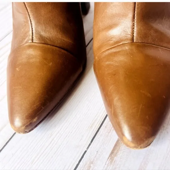 ANTHROPOLOGIE Pour La Victoire LIM Leather Ankle Booties Cognac SIZE 8