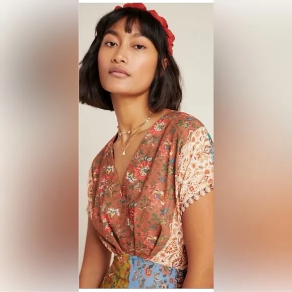Anthropologie Sachin and Babi Angelica Floral Patchwork Maxi Dress