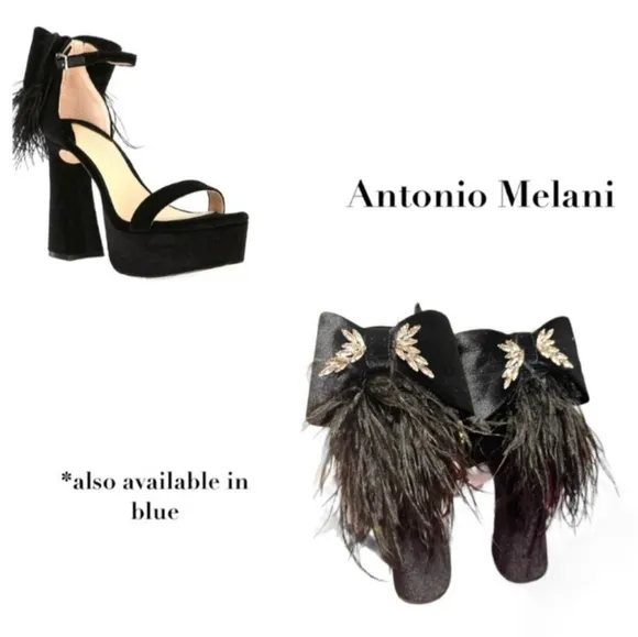 Antonio Melani JANIE Velvet Platform Dress Sandal Crystal Angel Black Multi Size