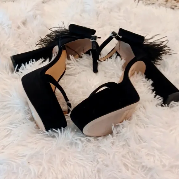 Antonio Melani JANIE Velvet Platform Dress Sandal Crystal Angel Black Multi Size