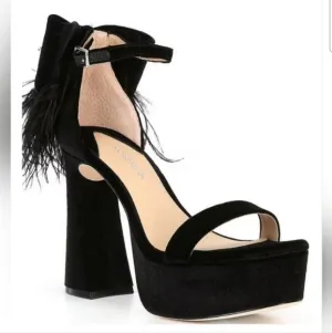 Antonio Melani JANIE Velvet Platform Dress Sandal Crystal Angel Black Multi Size