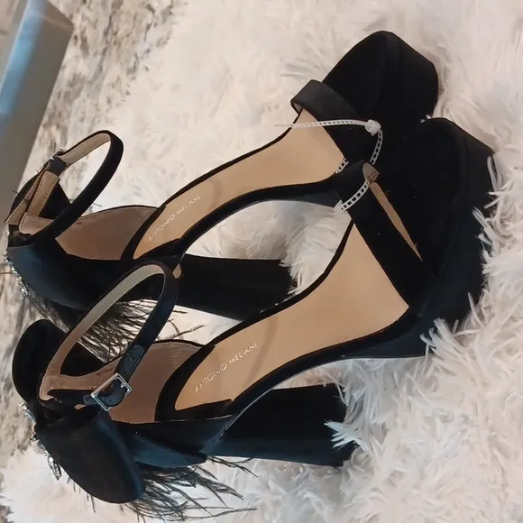 Antonio Melani JANIE Velvet Platform Dress Sandal Crystal Angel Black Multi Size