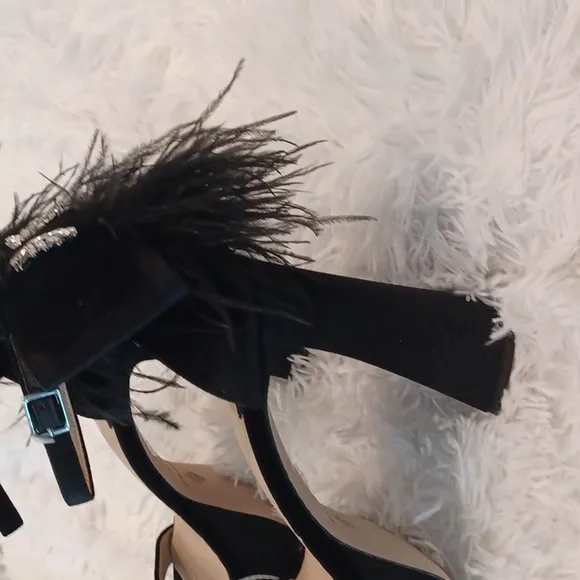 Antonio Melani JANIE Velvet Platform Dress Sandal Crystal Angel Black Multi Size