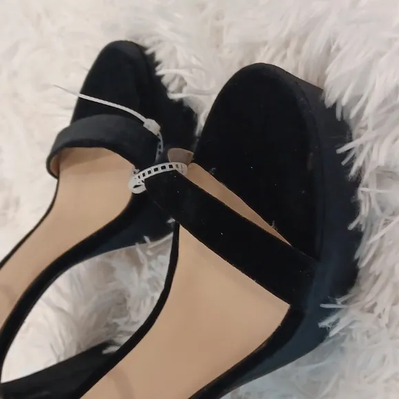 Antonio Melani JANIE Velvet Platform Dress Sandal Crystal Angel Black Multi Size