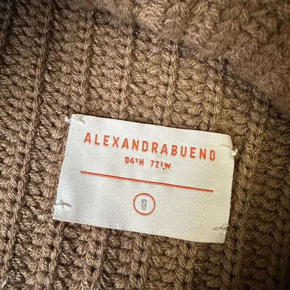 ANTROPOLOGIE ALEXANDRA BUENO Striped Cable Knit Pullover Shrug Turtleneck