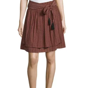 Apiece Apart Baja Tie Skirt – Navy &amp; Burnt Orange – Silk – Size 4