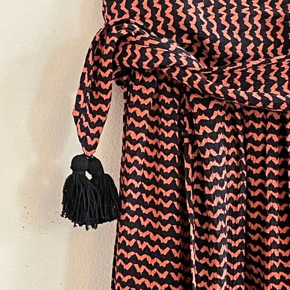 Apiece Apart Baja Tie Skirt – Navy &amp; Burnt Orange – Silk – Size 4