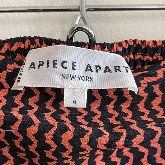 Apiece Apart Baja Tie Skirt – Navy &amp; Burnt Orange – Silk – Size 4