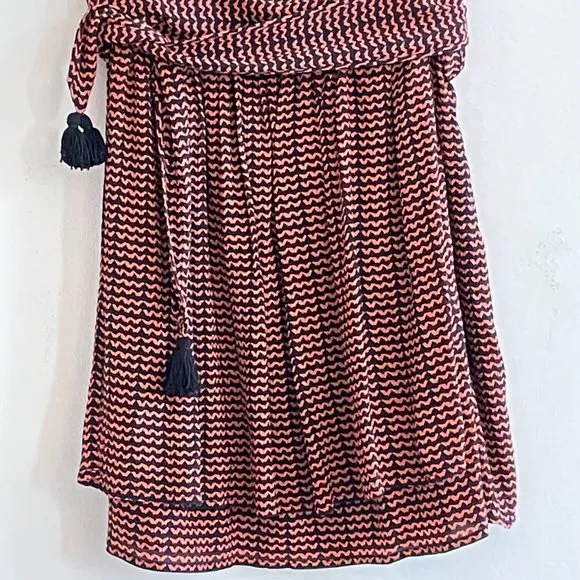 Apiece Apart Baja Tie Skirt – Navy &amp; Burnt Orange – Silk – Size 4