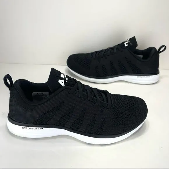 APL (ATHLETIC PROPULSION LABS) TECHLOOM PRO BLACK &amp; WHITE SOLES RUNNING SNEAKERS