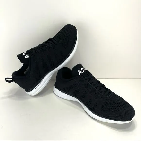 APL (ATHLETIC PROPULSION LABS) TECHLOOM PRO BLACK &amp; WHITE SOLES RUNNING SNEAKERS
