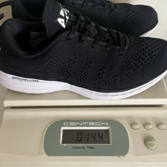 APL Techloom Pro Women’s Running Shoes 7.5 Black White Knit Athleisure Sneakers