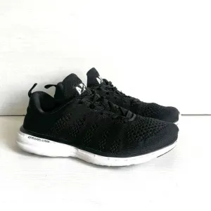 APL Techloom Pro Women’s Running Shoes 7.5 Black White Knit Athleisure Sneakers