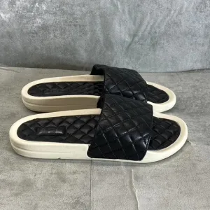 APL Women's Black/Prestine Leather Lusso Quilted Slide Platform Sandals SZ 6