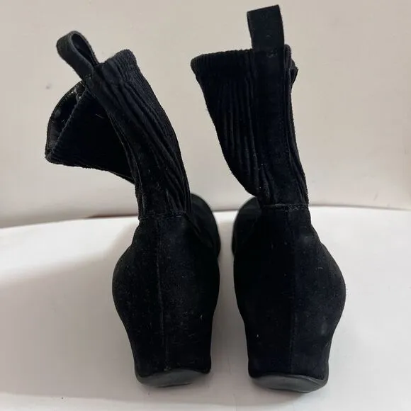 Aquatalia Black Bootie Marvin K Suede Chelsea Wing Ankle Boots 10 Womens Chic