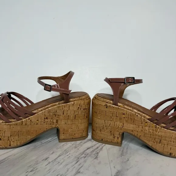 Aquatalia Elene Cork Platform Heel Sandal 10