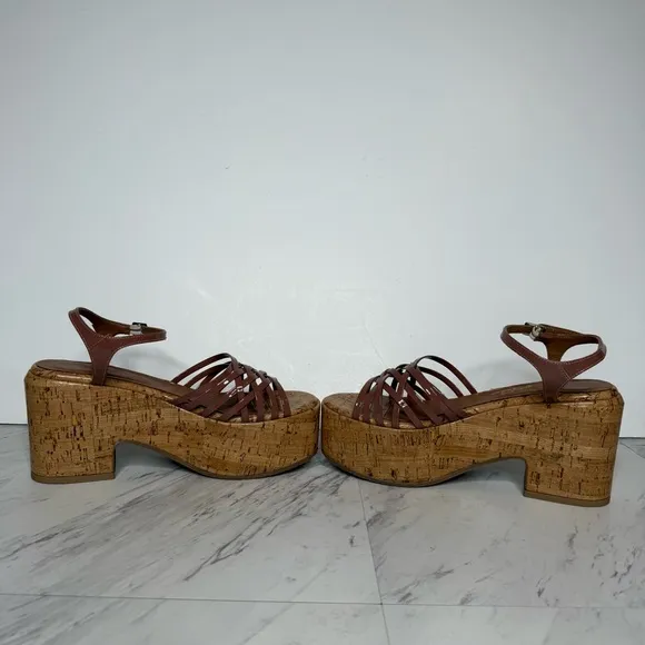 Aquatalia Elene Cork Platform Heel Sandal 10