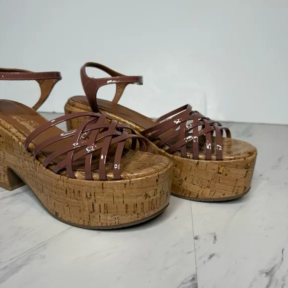 Aquatalia Elene Cork Platform Heel Sandal 10