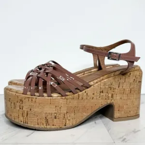 Aquatalia Elene Cork Platform Heel Sandal 10