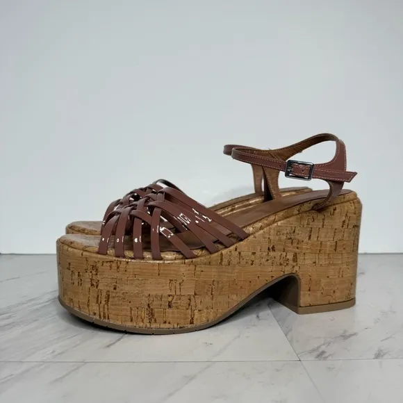 Aquatalia Elene Cork Platform Heel Sandal 10