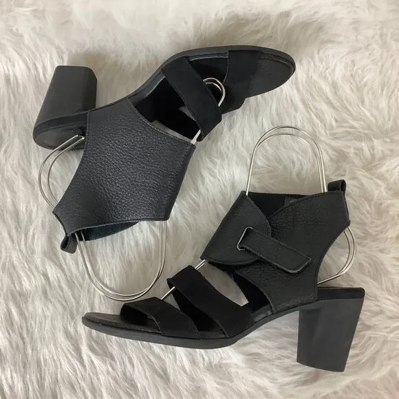 Arche Black Leather Ankle Wrap Farage High Heel Sandals EU 40 US 9