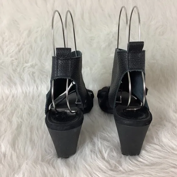 Arche Black Leather Ankle Wrap Farage High Heel Sandals EU 40 US 9
