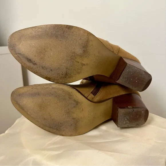 Arezzo Real Suede Tan Ankle Boots with Braided Strap
