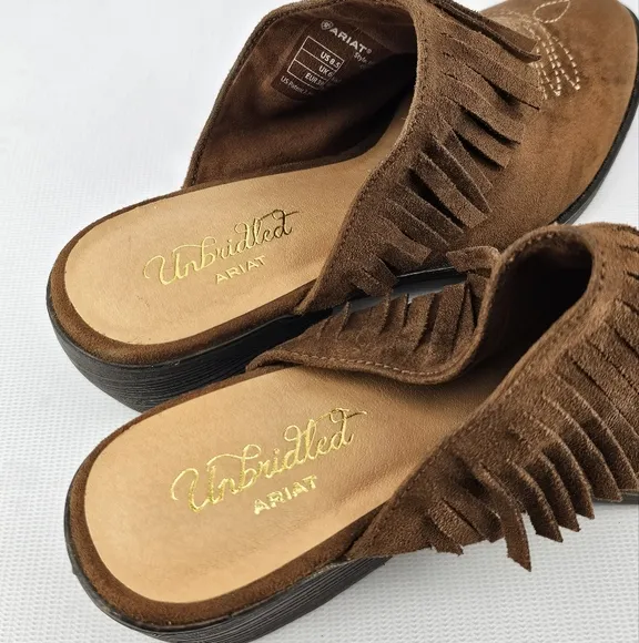 Ariat Unbridled Shirley Whiskey Women's Fringe Mule Brown 8.5