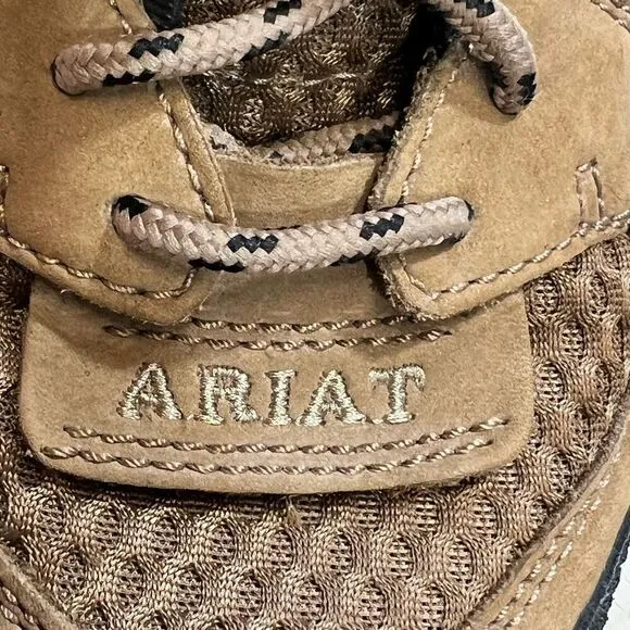 Ariat Woman's Leather Lace Up Low Top Sneaker Comfort Shoes Brown Black Size 6.5