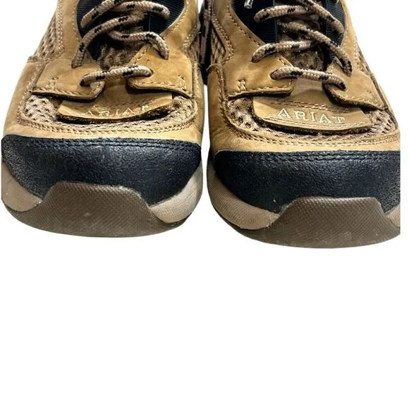 Ariat Woman's Leather Lace Up Low Top Sneaker Comfort Shoes Brown Black Size 6.5