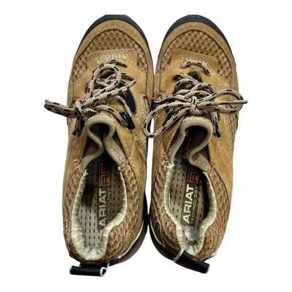 Ariat Woman's Leather Lace Up Low Top Sneaker Comfort Shoes Brown Black Size 6.5