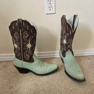 Ariat Women's Western Boots in Mint and Brown 8.5