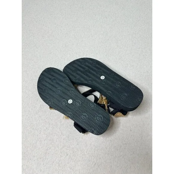 ARIZONA LOVE Trekky raffia-trimmed canvas platform sandals $200 New Size 11-11.5
