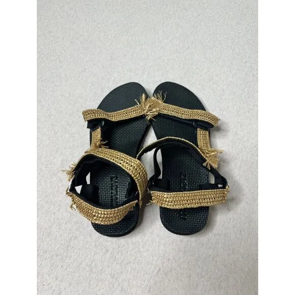 ARIZONA LOVE Trekky raffia-trimmed canvas platform sandals $200 New Size 11-11.5