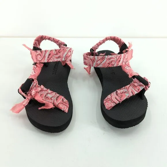 Arizona Love Women US 7 37 Trekky Sandals Pink Paisley Bandana Boho Open Toe NEW
