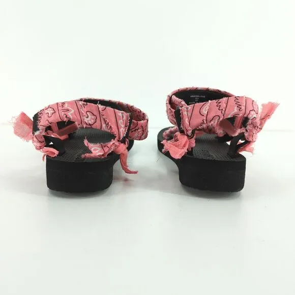 Arizona Love Women US 7 37 Trekky Sandals Pink Paisley Bandana Boho Open Toe NEW