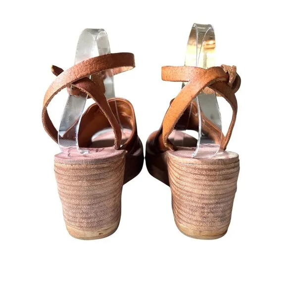 A.S. 98 Niall Platform Shoes Sandals Size 41 / 9.5-10 Brown Diamond Dot Boho