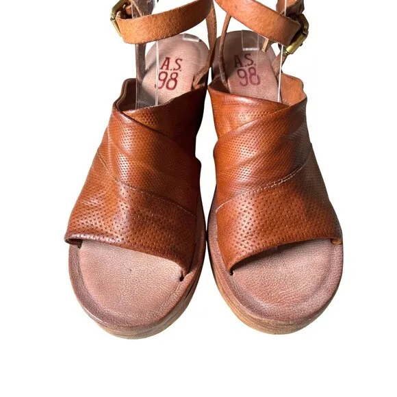 A.S. 98 Niall Platform Shoes Sandals Size 41 / 9.5-10 Brown Diamond Dot Boho