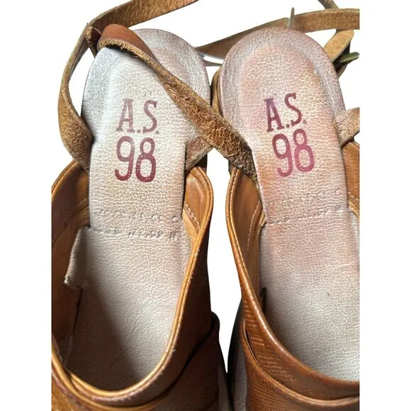 A.S. 98 Niall Platform Shoes Sandals Size 41 / 9.5-10 Brown Diamond Dot Boho
