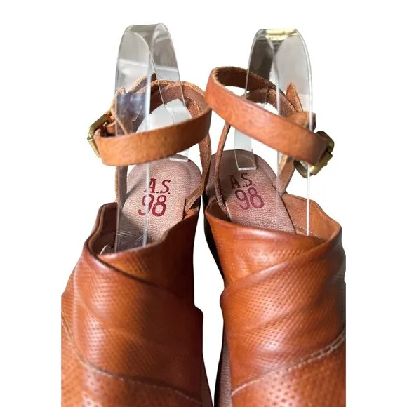 A.S. 98 Niall Platform Shoes Sandals Size 41 / 9.5-10 Brown Diamond Dot Boho