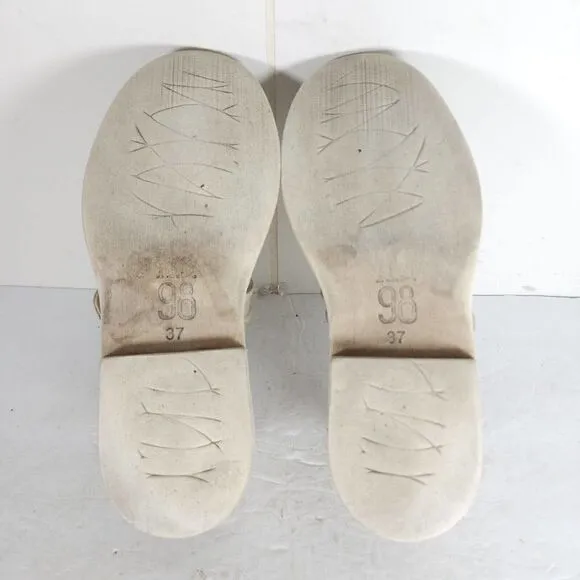 A.S.98 Women's US 37 US 6-6,5 Beige Leather Double Straps Platform Loafer Shoes