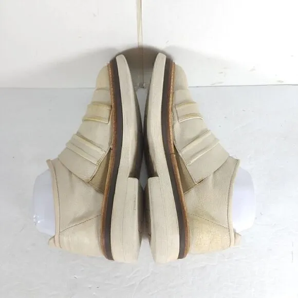 A.S.98 Women's US 37 US 6-6,5 Beige Leather Double Straps Platform Loafer Shoes