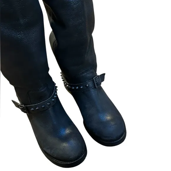 ASH Remix Black Studded Black Knee-High Boots, Size 37