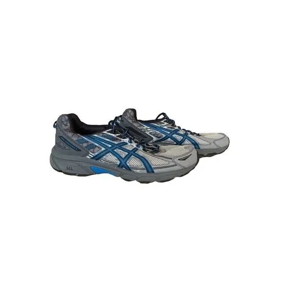 ASICS Mens Gray Lace Up Mesh Fabric Gel-Venture 6 Trail Running Shoes Size 10.5