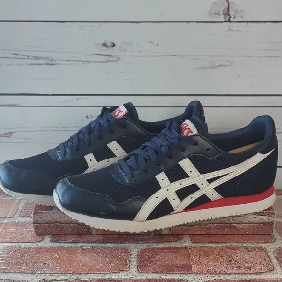 Asics Tiger Retro Runner Men's Size 10 Shoes Midnight Navy White Red Gorpcore