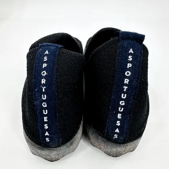 Asportuguesas Knit Platform Clip Slip on Sneaker Shoe Black Womens size 6.5 New