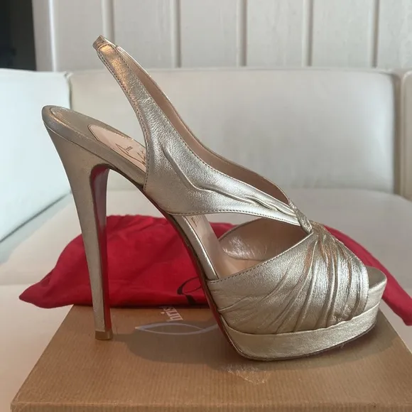 Authentic Christian Louboutin Gold Platform Sandals