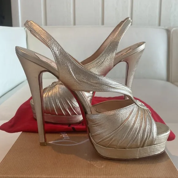Authentic Christian Louboutin Gold Platform Sandals